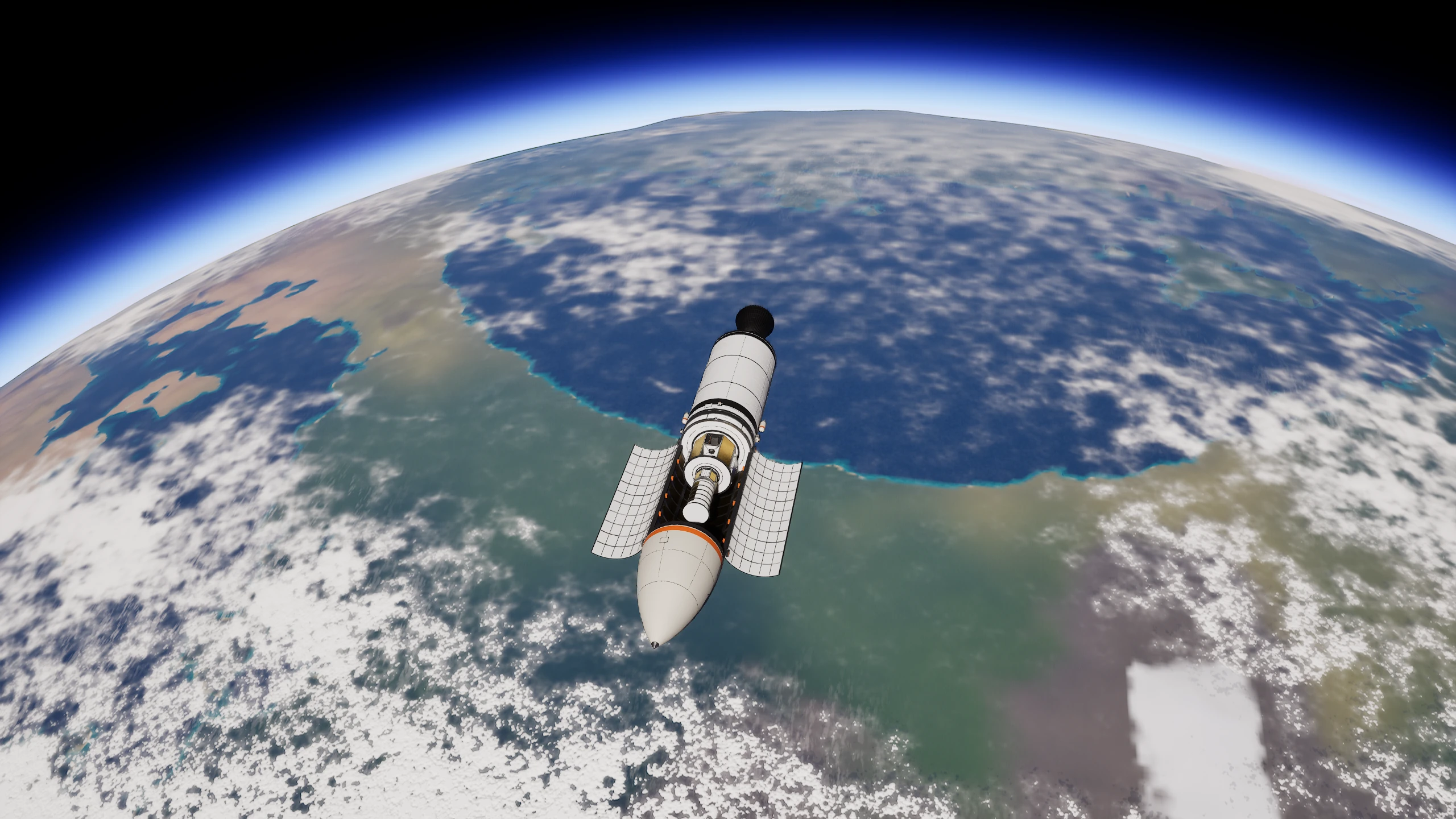 Same Packhorse Freighter after opening its bay doors, with payload visible
